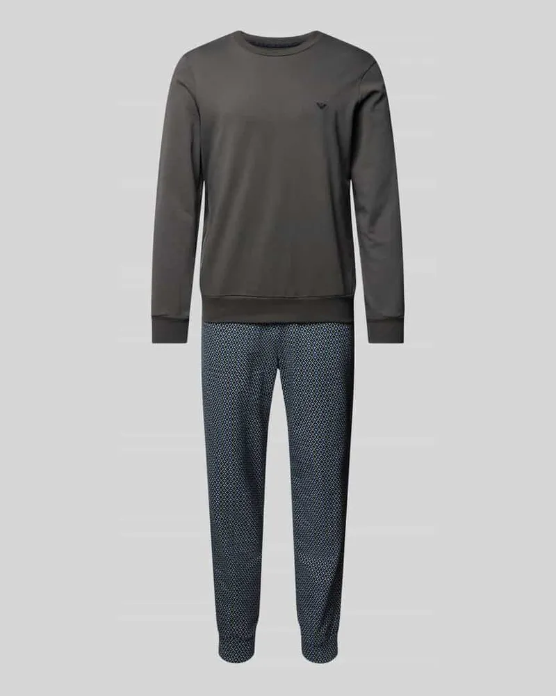 Emporio Armani Pyjama mit Label-Stitching Marine