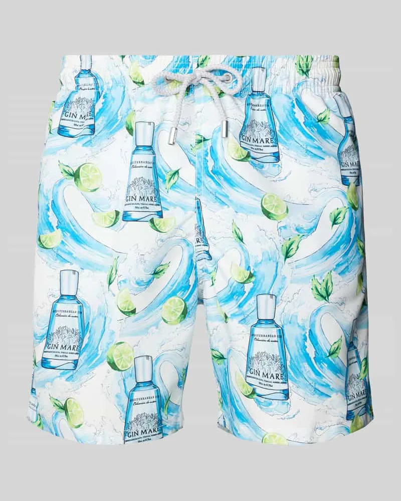 MC2 Saint Barth Badehose mit Allover-Muster Modell 'GUSTAVIA Weiss