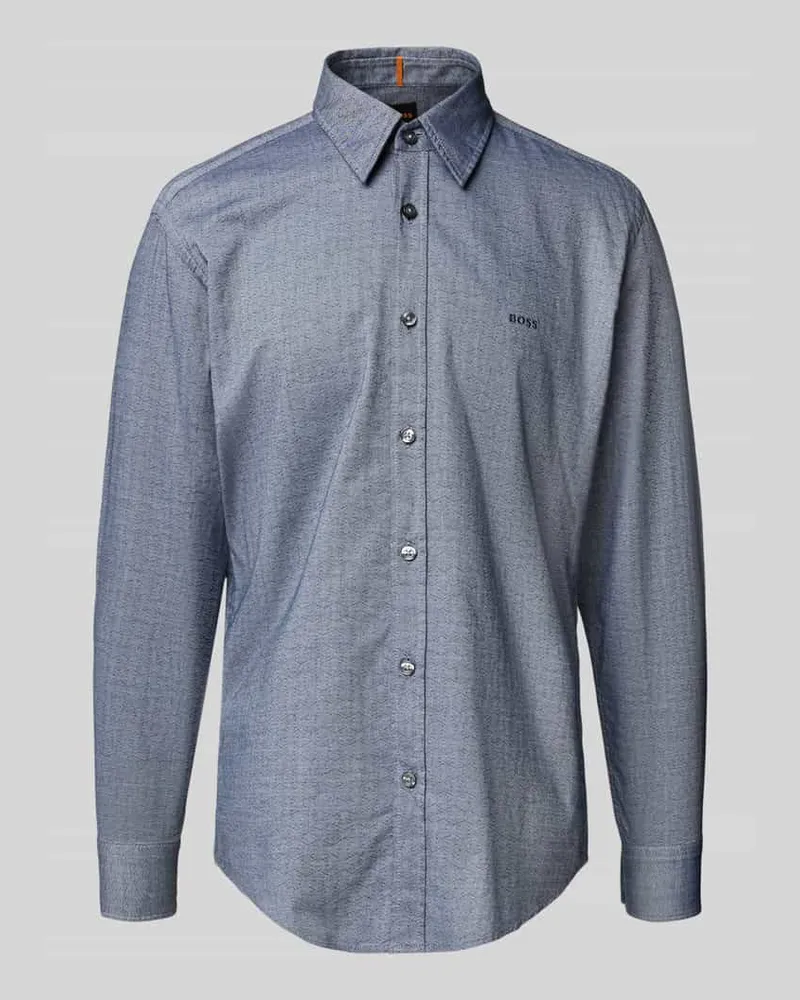 HUGO BOSS Regular Fit Freizeithemd aus Baumwoll-Mix Modell 'RELEGANT Marine