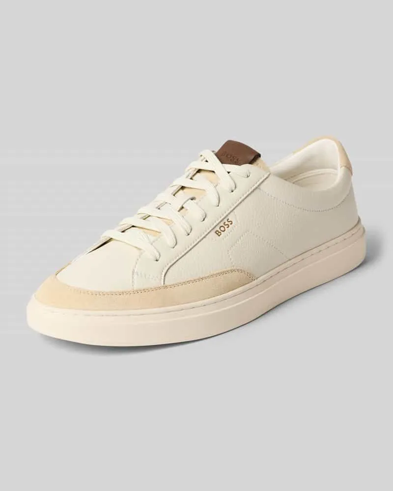 HUGO BOSS Sneaker aus echtem Leder Modell 'Kieran_Tenn Weiss