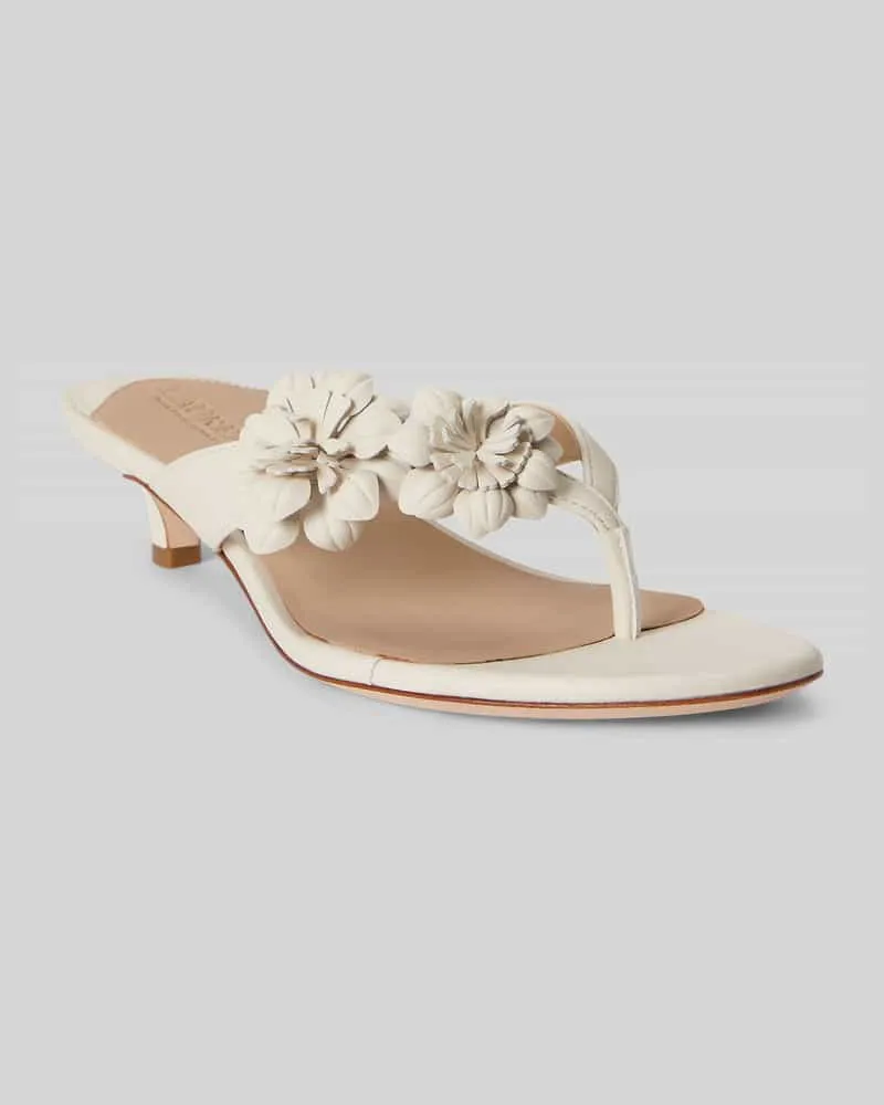 Ralph Lauren Zehentrenner aus echtem Leder mit Kitten Heel Offwhite