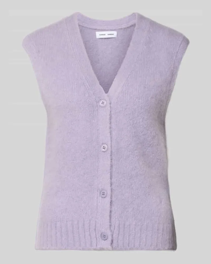 Samsøe & Samsøe Weste aus Alpaka-Mix mit V-Ausschnitt Modell 'JEANNE Flieder