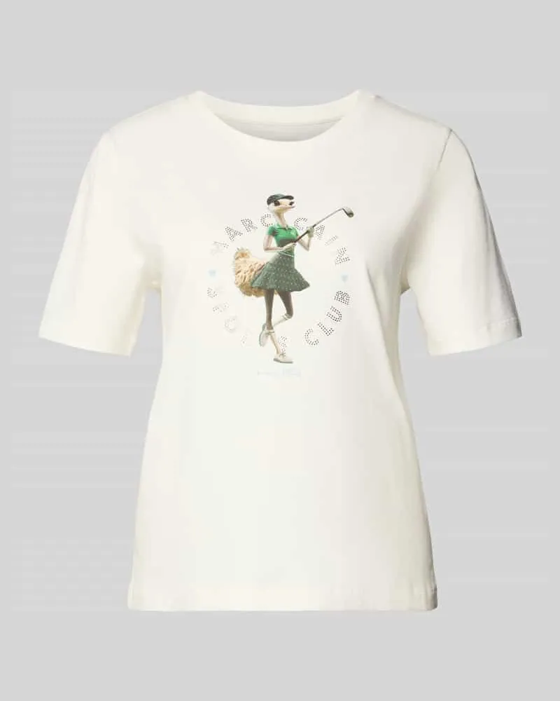 Marc Cain Regular Fit T-Shirt mit Ziersteinbesatz Offwhite