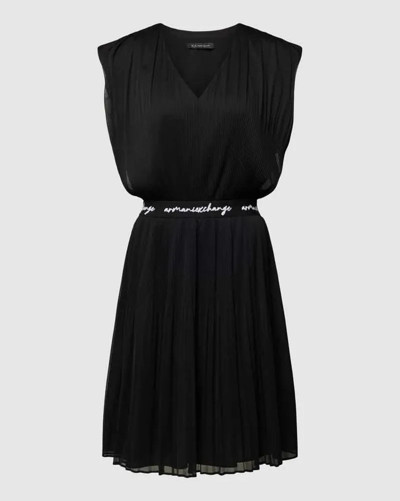 Armani Exchange Knielanges Kleid mit Rüschen Black