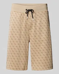 Guess Sweatshorts mit Allover-Logo-Print Modell 'KORBIN Beige