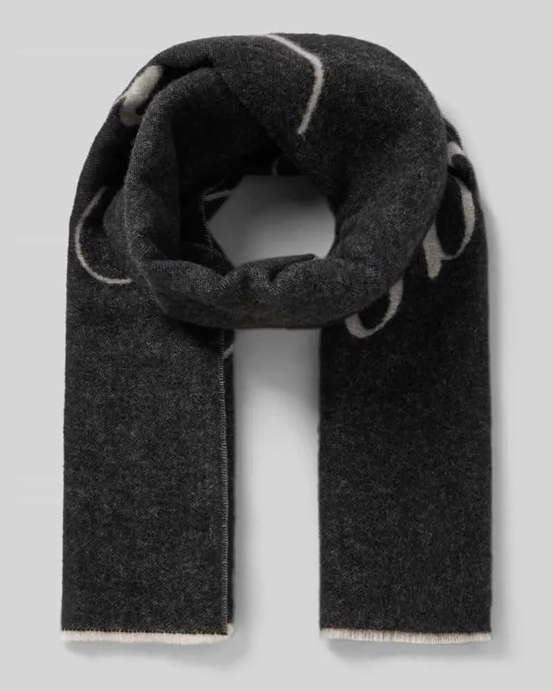 HUGO BOSS Schal mit großem Logo-Schriftzug Dunkelgrau