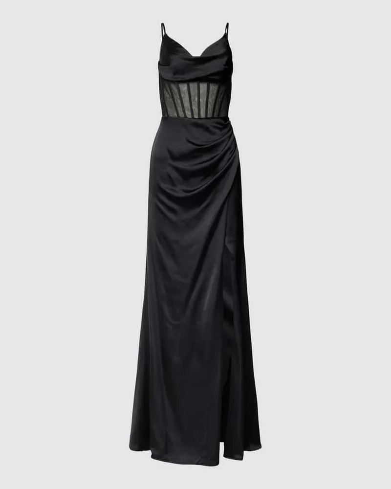 LUXUAR Abendkleid mit tiefem Gehschlitz Black