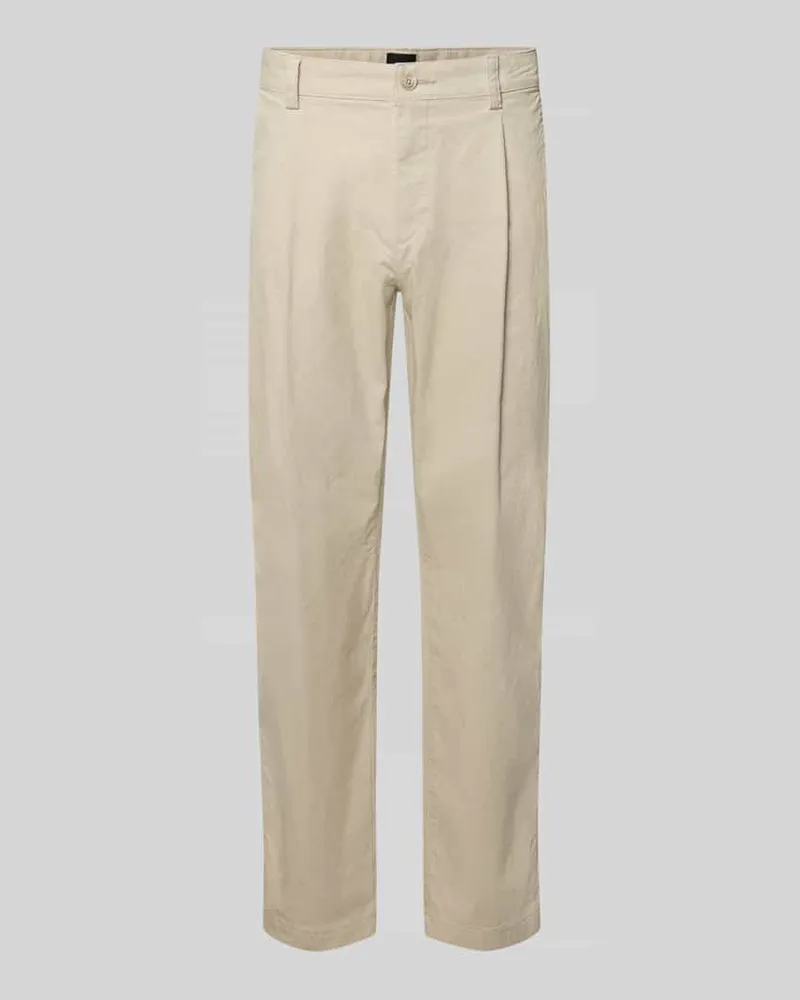 HUGO BOSS Regular Fit Cordhose aus Baumwoll-Mix Modell 'Pleated 3 Beige