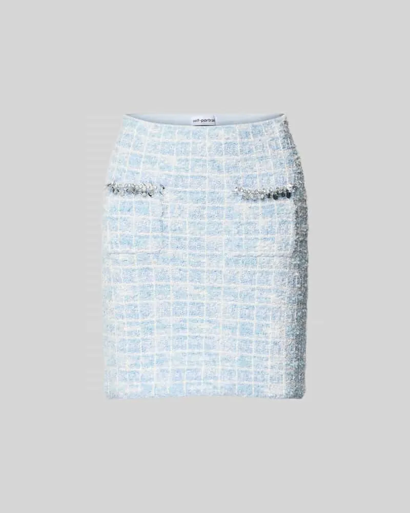 Self-Portrait Minirock mit Eingrifftaschen Hellblau