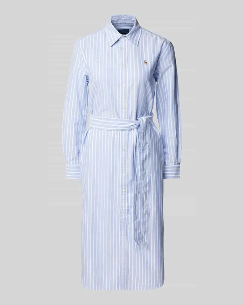 Ralph Lauren Hemdblusenkleid mit Knopfleiste Hellblau