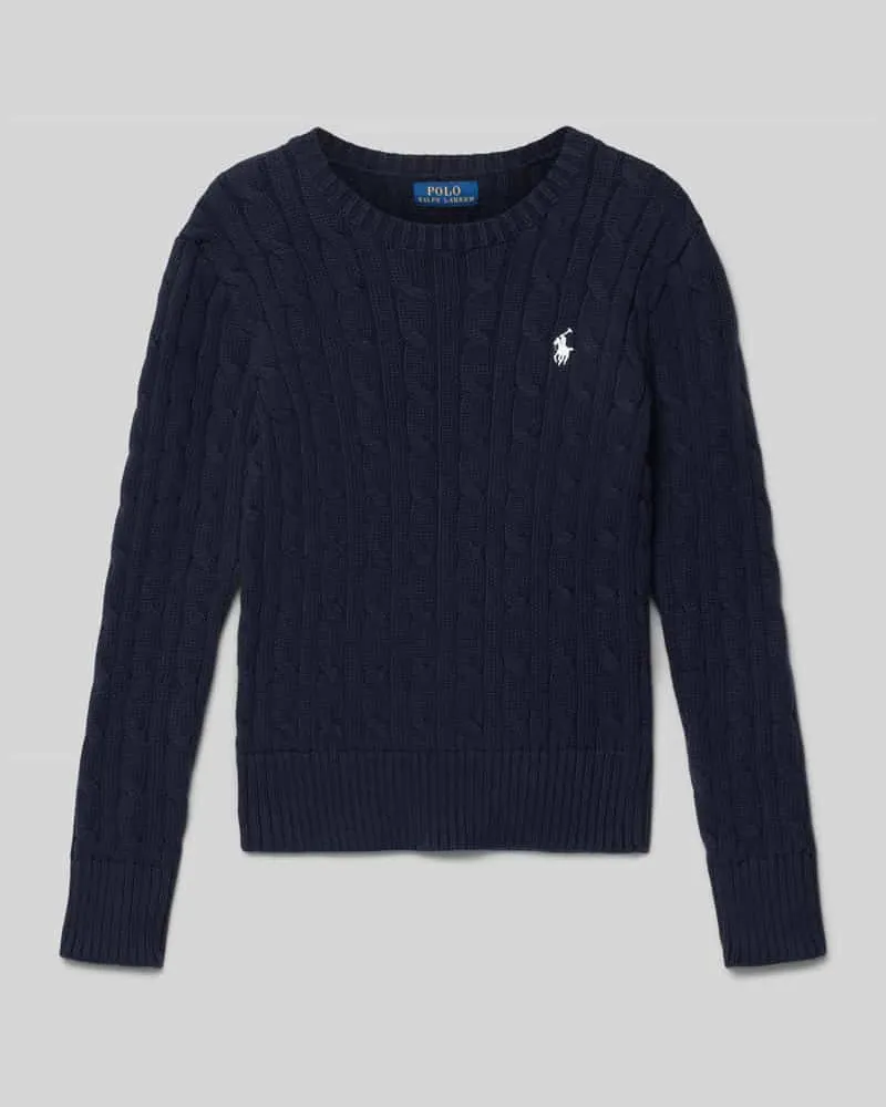 Ralph Lauren Strickpullover mit Zopfmuster und Rundhalsausschnitt Marine