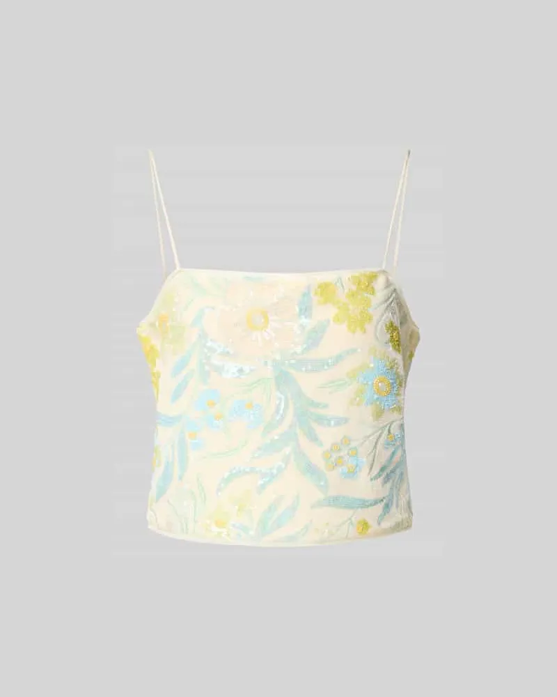 Baum und Pferdgarten Top mit Allover-Pailettenbesatz Sand