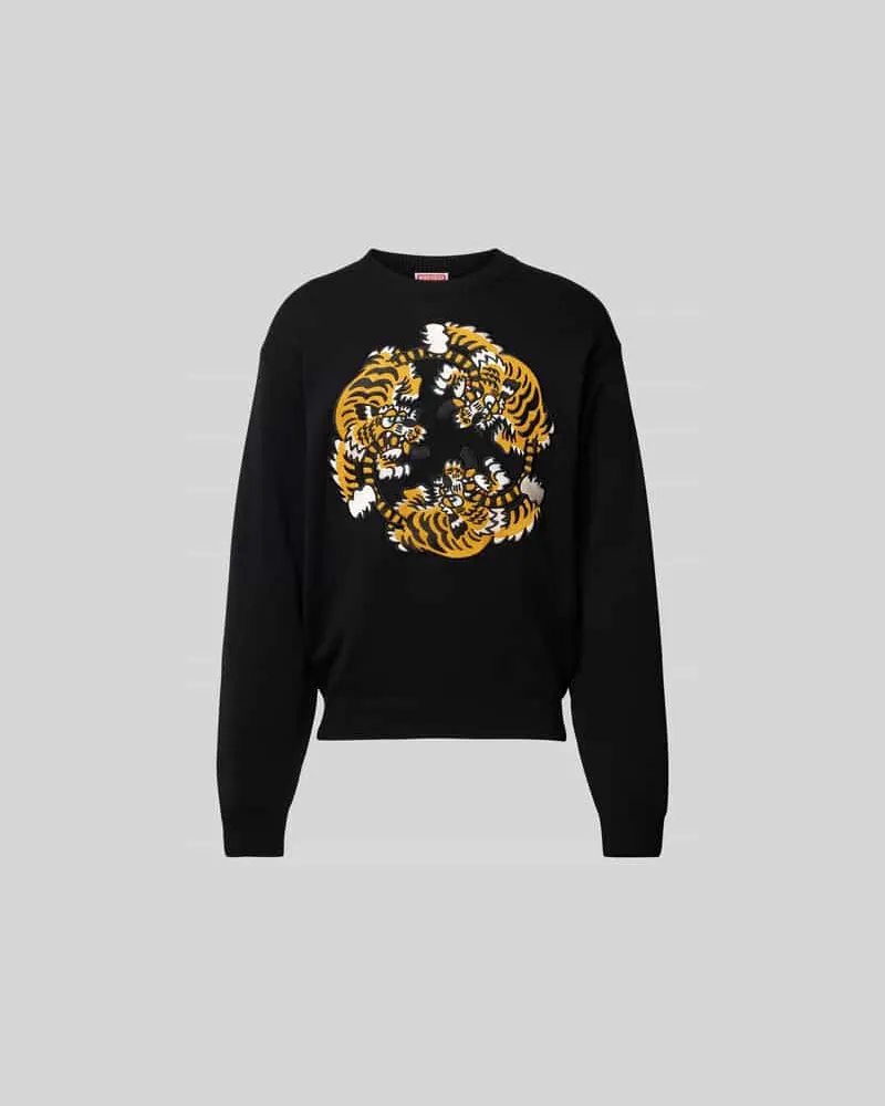 Kenzo Wollpullover in Strick-Optik Black