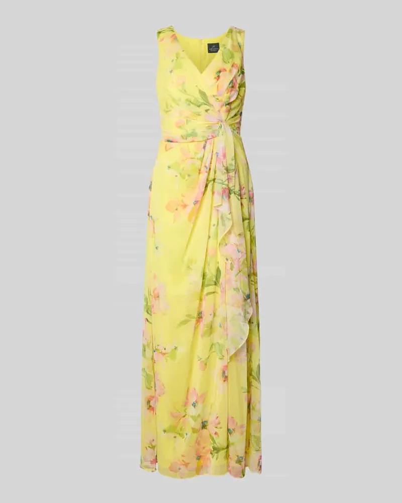 Adrianna Papell Maxikleid in Wickel-Optik mit V-Ausschnitt Gelb