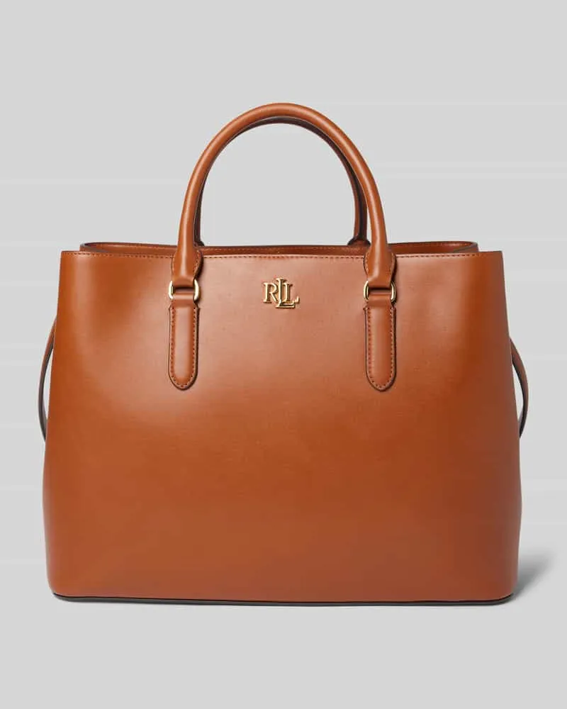 Ralph Lauren Lederhandtasche mit Label-Applikation Modell 'MARCY Cognac