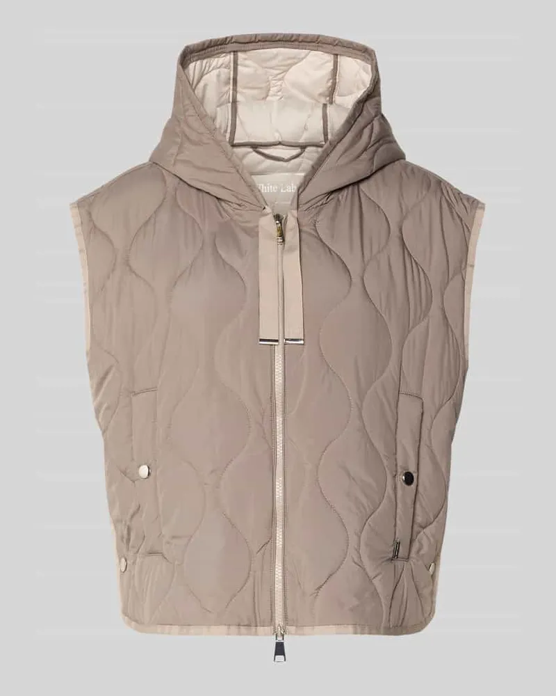 White Label Steppweste mit Kapuze und Zweiwege-Reißverschluss Taupe