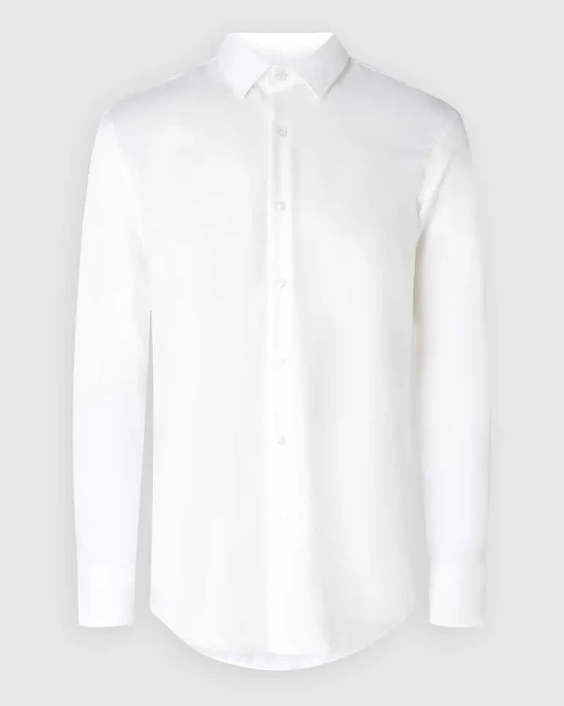 HUGO BOSS Slim Fit Businesshemd aus Uni Struktur Weiss