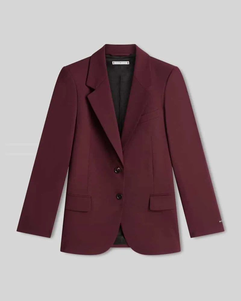 Tommy Hilfiger Relaxed Fit Kurzblazer aus Wollmix Bordeaux