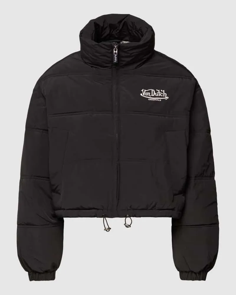 Von Dutch Cropped Steppjacke mit Label-Print Black