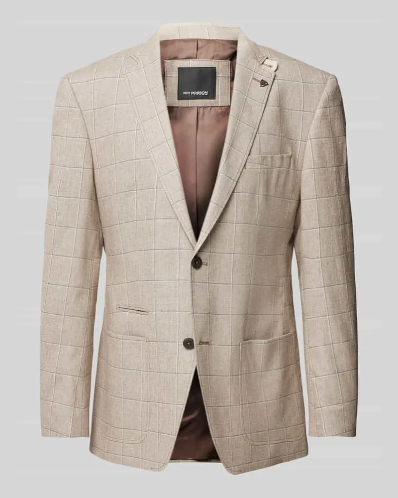 Roy Robson Leinensakko mit Gitterkaro Beige