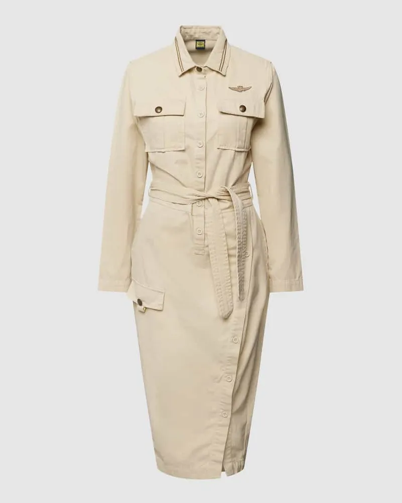 Aeronautica Militare Midikleid mit Kentkragen Beige