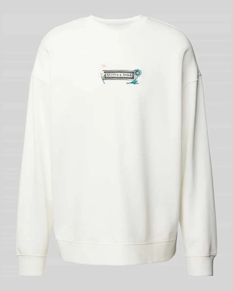 Scotch&Soda Relaxed Fit Sweatshirt mit Label-Print Offwhite