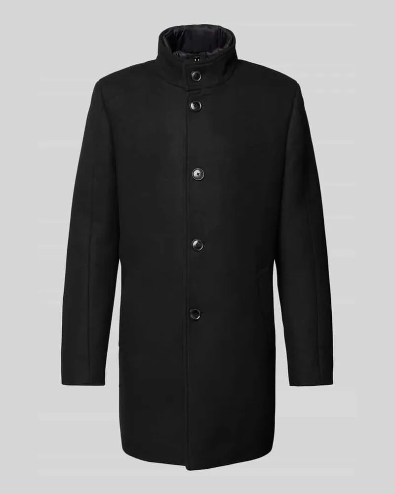 S.Oliver Regular Fit Mantel aus Wollmix mit fixiertem Stepp-Einsatz Black