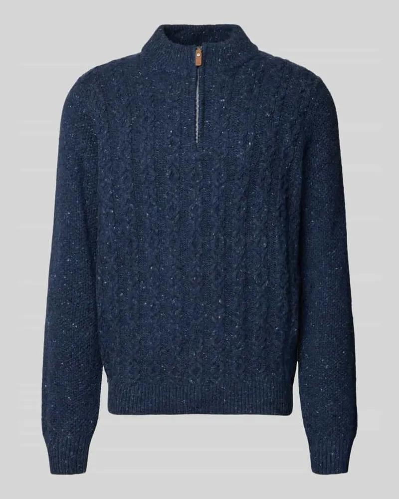 Fynch-Hatton Strickpullover mit gerippten Abschlüssen Marine