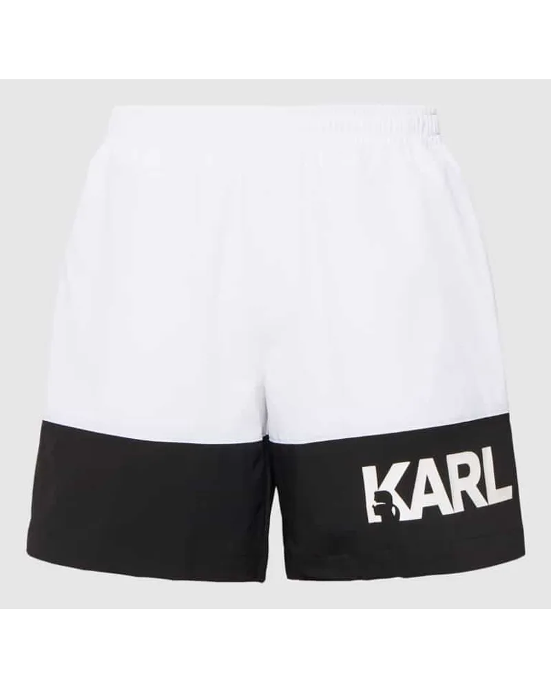 Karl Lagerfeld Badehose mit Eingrifftaschen Weiss