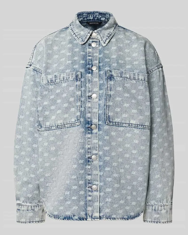 Armani Exchange Oversized Jeansbluse mit Alpaka-Anteil Jeansblau
