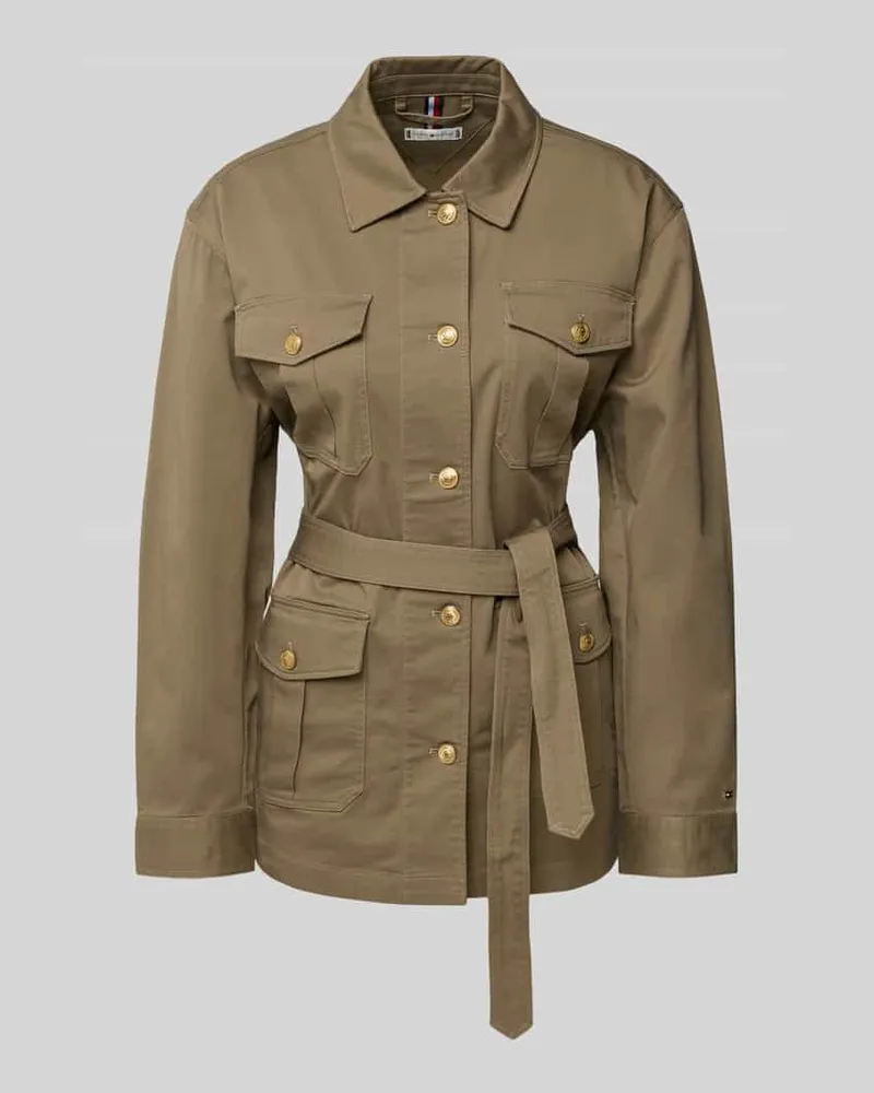Tommy Hilfiger Regular Fit Hemdjacke mit goldfarbenen Knöpfen Taupe