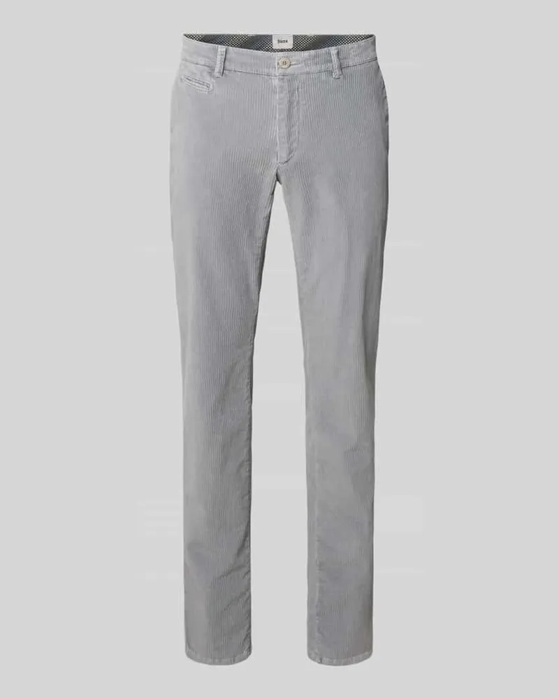 Brax Slim Fit Cordhose mit Gesäßtaschen Modell 'Fabio Silber