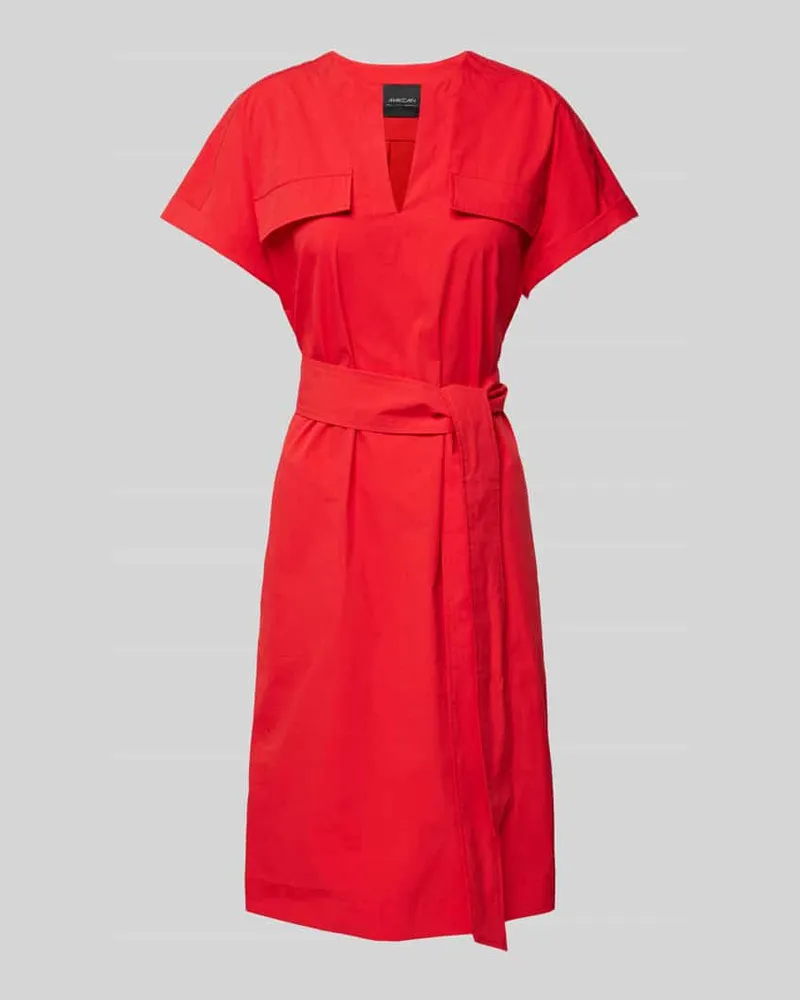 Marc Cain Knielanges Kleid mit Bindegürtel Rot