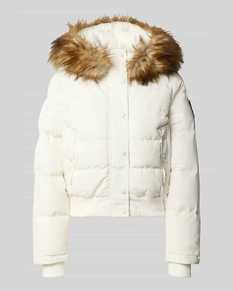Superdry. Steppjacke mit Kapuze und Kunstfell Modell 'EVEREST BOMBER Offwhite