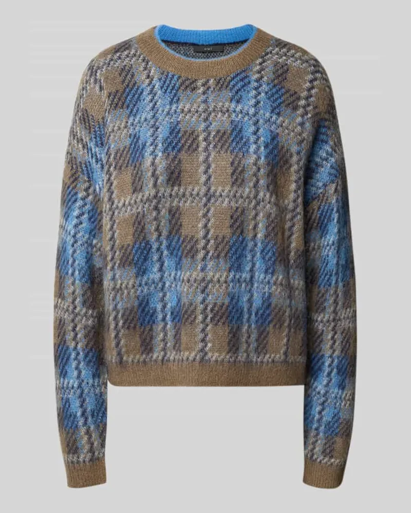 Oui  Strickpullover im Allover-Look mit Rundhalsausschnitt Hellbraun
