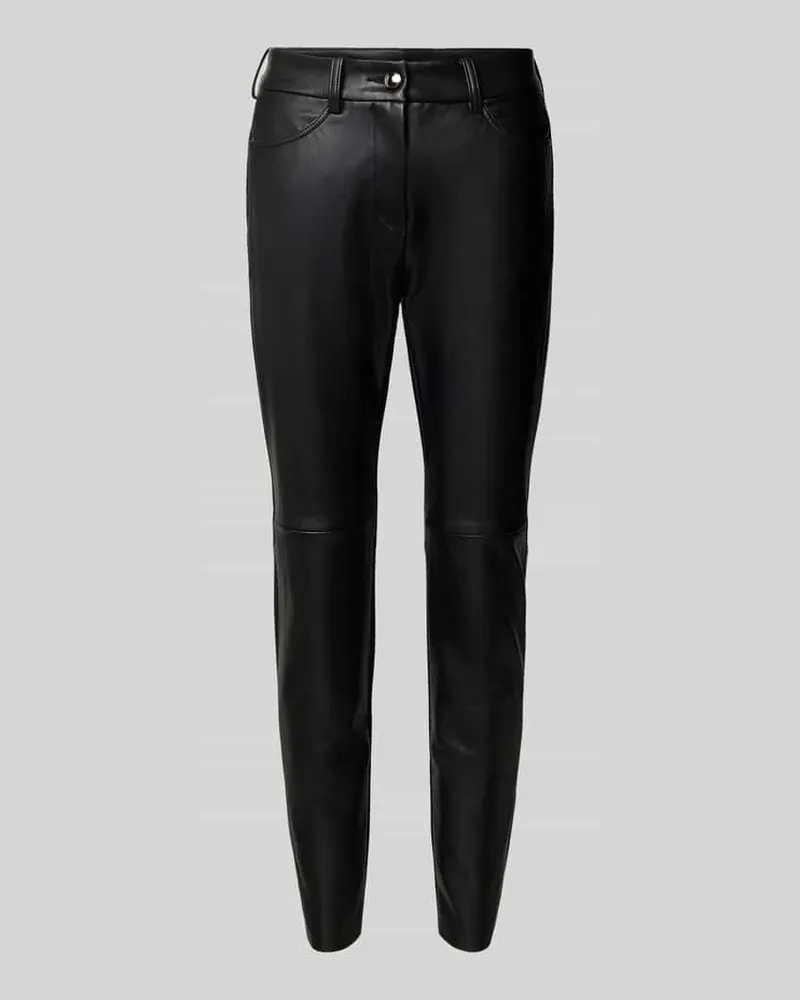 MAC Jeans Slim Fit Stoffhose in Leder-Optik Modell 'Vegan Black