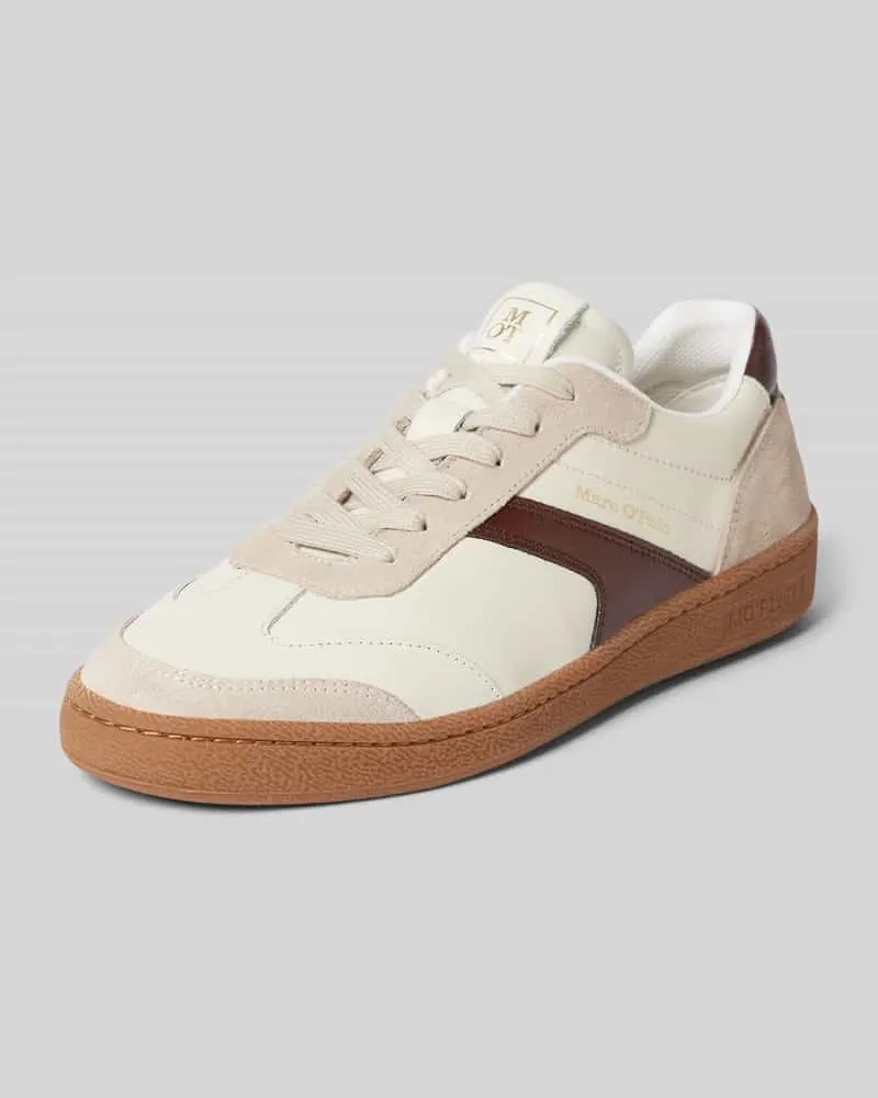 Marc O'Polo Low Top Sneaker aus Leder-Mix Offwhite