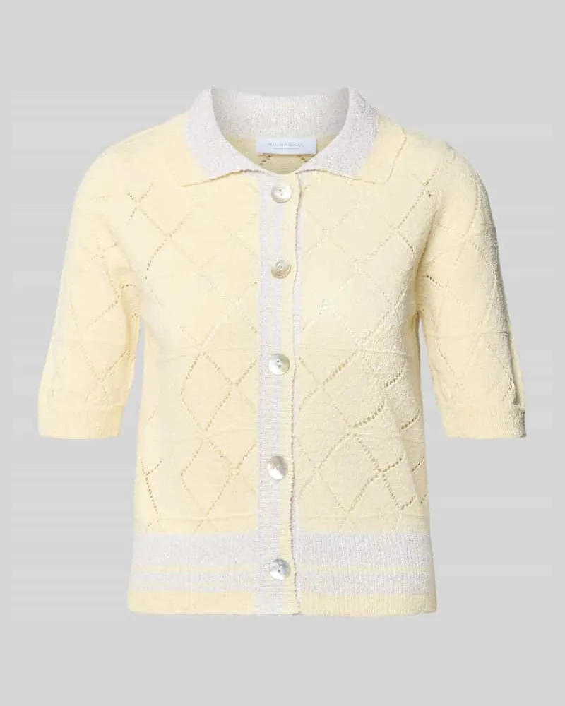 Rich&Royal Regular Fit Cardigan in Strick-Optik Hellgelb
