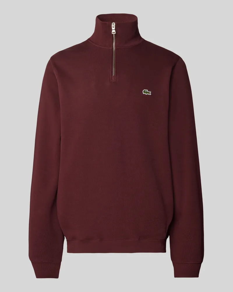 Lacoste Strickpullover mit Stehkragen Bordeaux