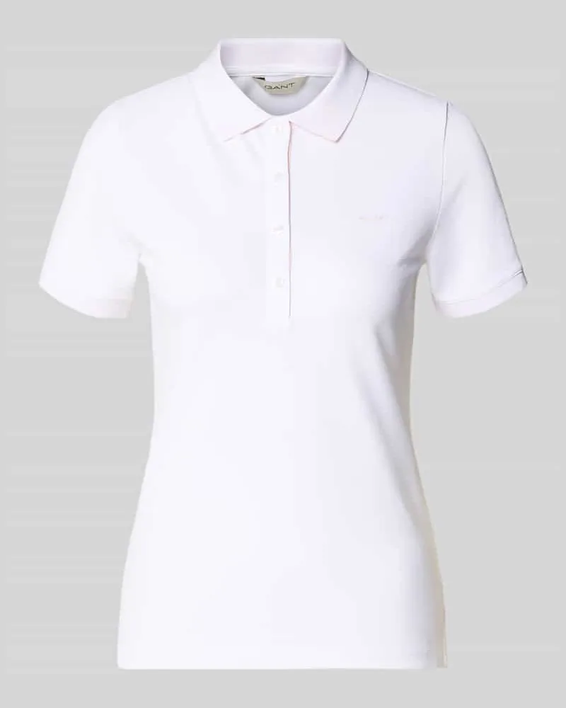 Gant Slim Fit Poloshirt mit Label-Stitching Weiss