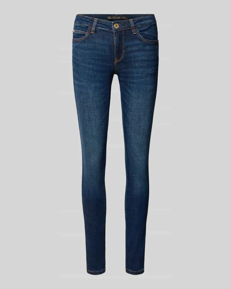 Guess Slim Fit Jeans aus Baumwoll-Mix Modell 'Curve Dunkelblau