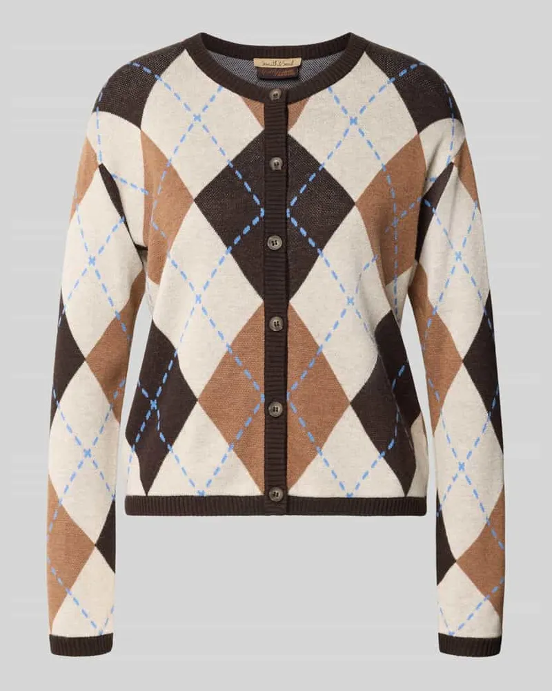 Smith & Soul Cardigan mit Kaschmir-Anteil und Rundhalsausschnitt Dunkelbraun