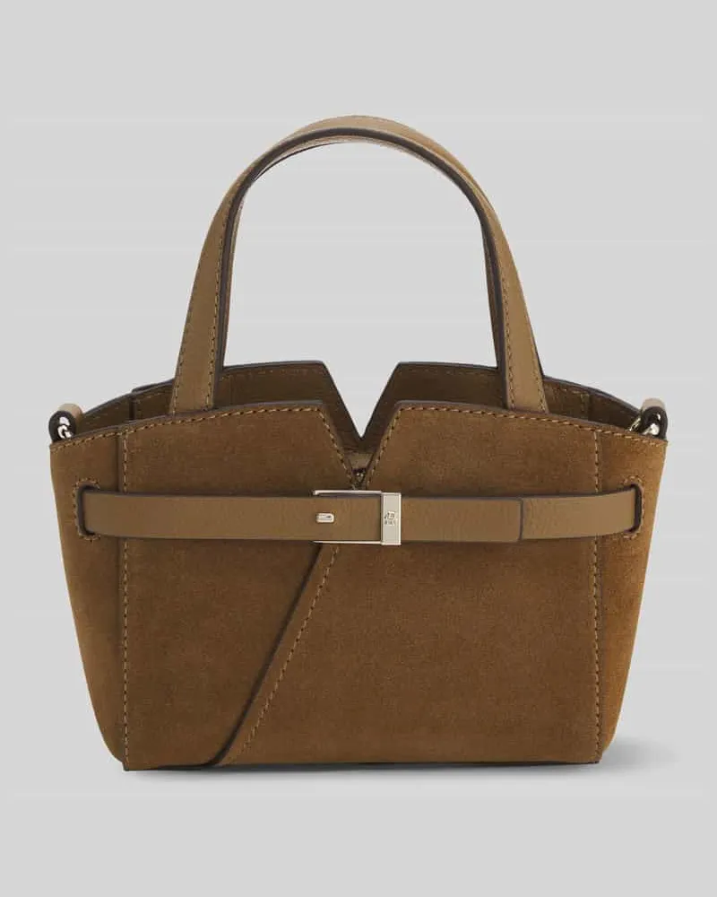 HUGO BOSS Shopper aus Kalbvelours mit Magnetverschluss Camel