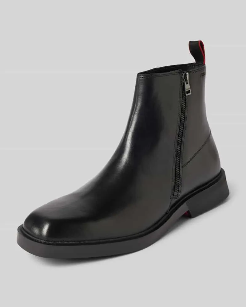 HUGO BOSS Boots aus Leder mit Reißverschluss Black