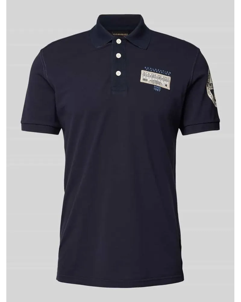 Napapijri Slim Fit Poloshirt mit Label-Patch Modell 'E-AMUNDSEN Marine