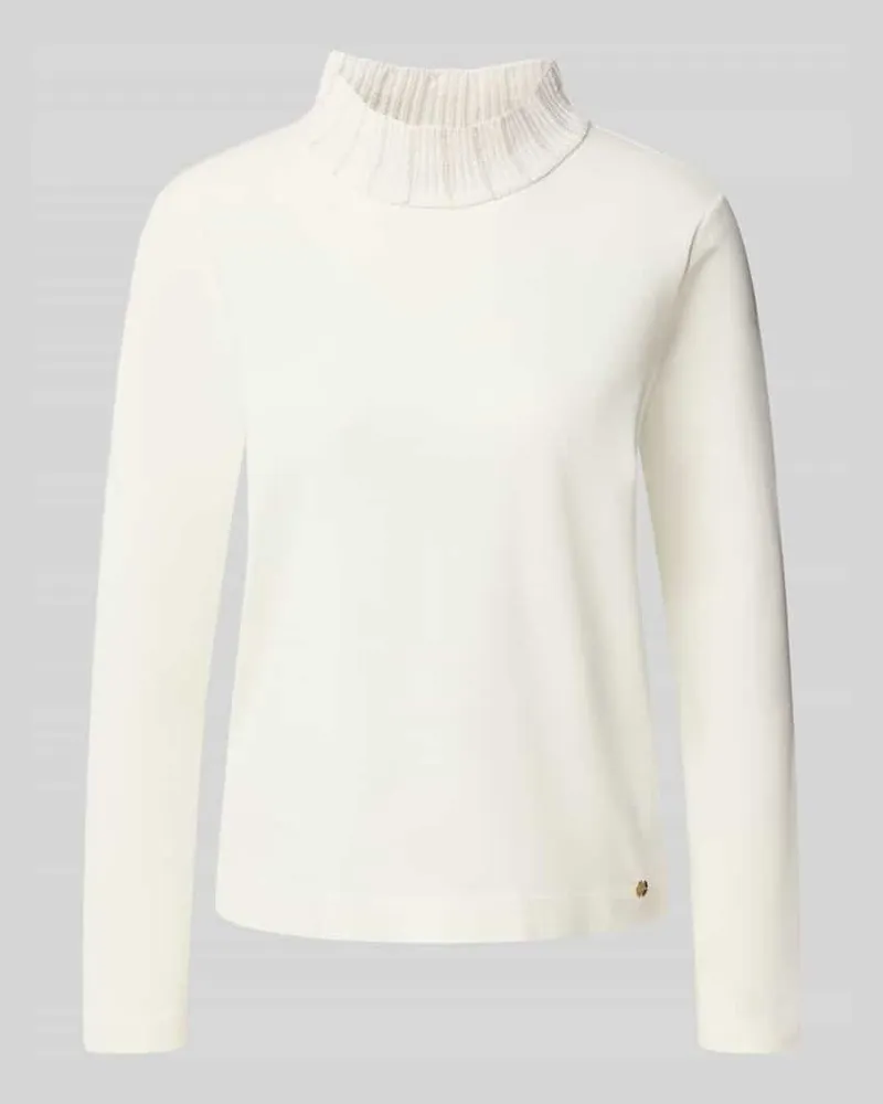 Marc Cain Langarmshirt mit Ripp Stehkragen Offwhite