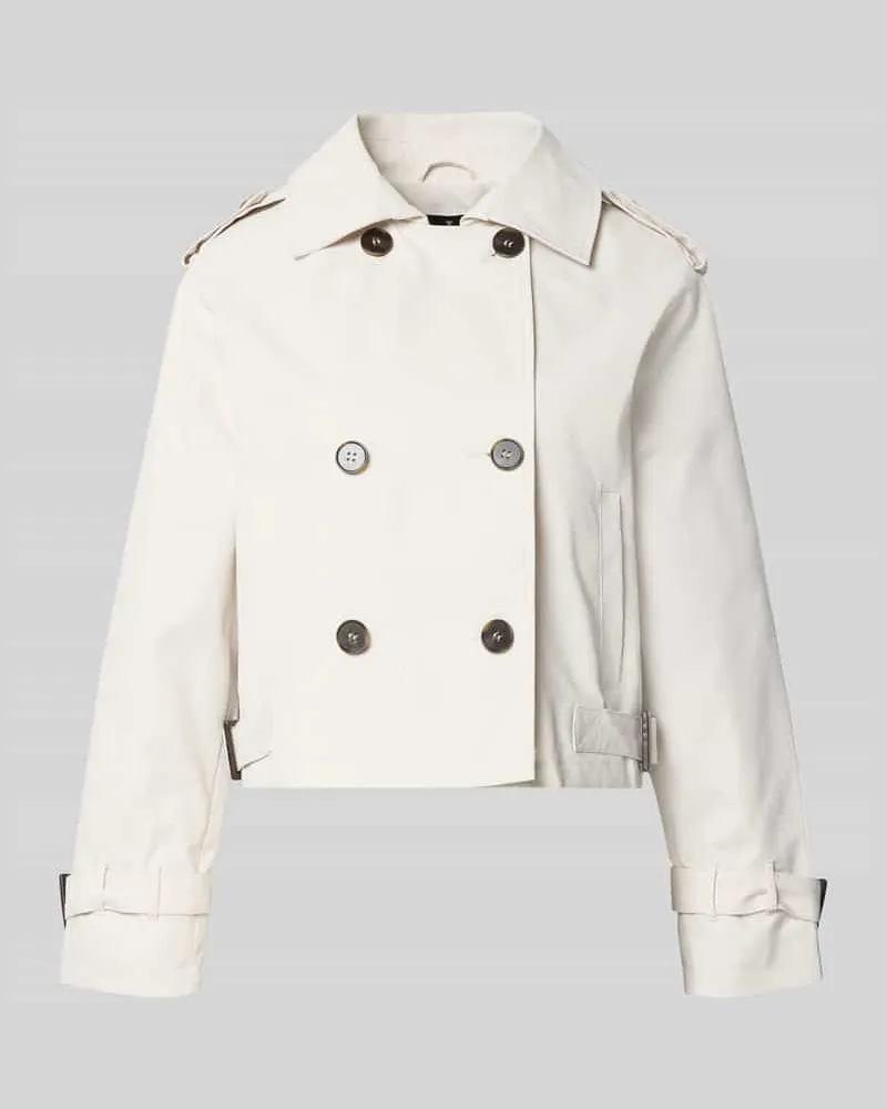 monari Trench Jacke mit doppelreihiger Knopfleiste und Umlegekragen Ecru