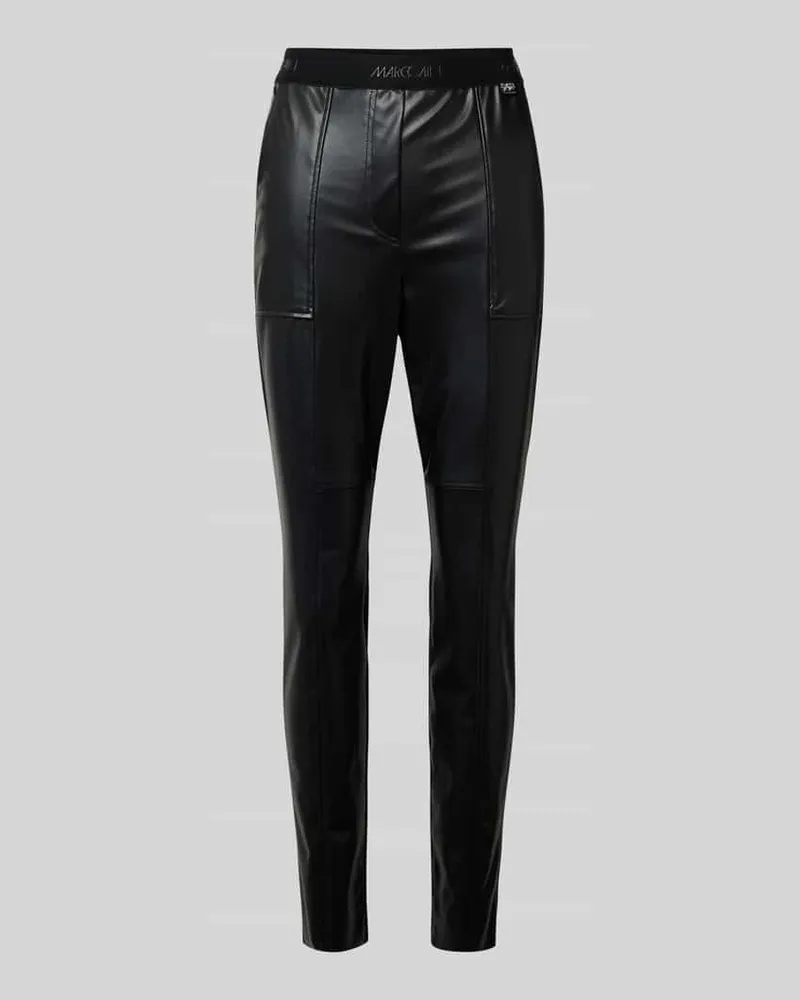 Marc Cain Slim Fit Hose in Leder-Optik Black