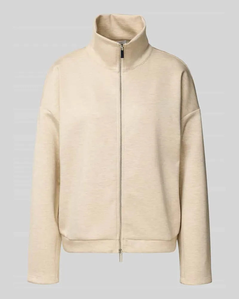 Rich&Royal Sweatjacke aus Viskose-Mix mit Zweiwege-Reißverschluss Sand