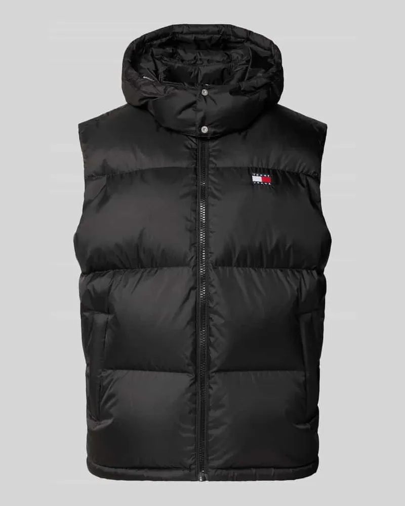 Tommy Hilfiger Regular Fit Daunenweste mit abnehmbarer Kapuze Black